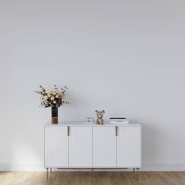 istock Modern Living Room Blank Wall, Realistic Interior Mockup, Frameless Empty Wall, Modern Home Design, White Console 1488588807