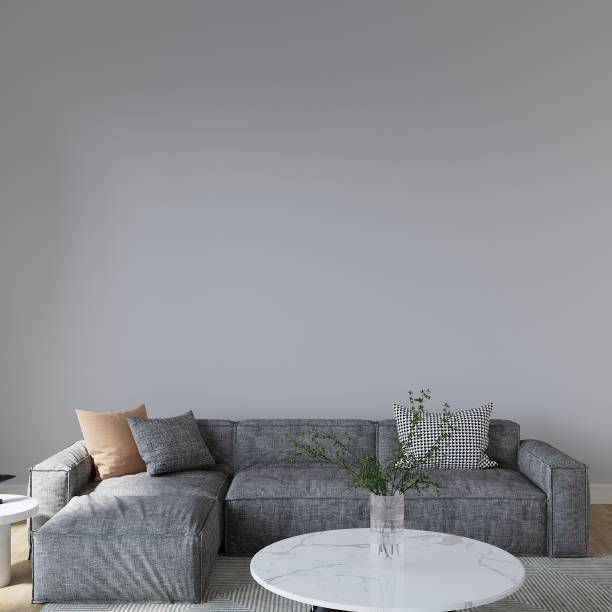 istock Modern Living Room Blank Wall, Realistic Interior Mockup, Frameless Empty Wall, Modern Home Design 1488588858