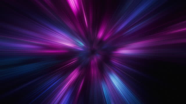 Travelling With High Speed, Long Exposure - Blurred Motion, Light Streaks, Abstract Background Animation - Blue And Purple, Neon Colored Version - Loopable