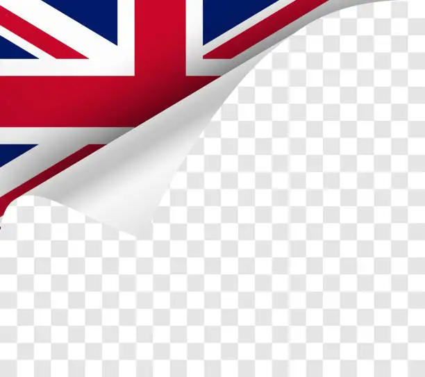 Vector illustration of british flag page curl