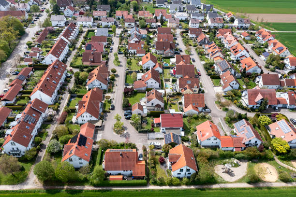 istock Neighborhood, aerial view 1488599785