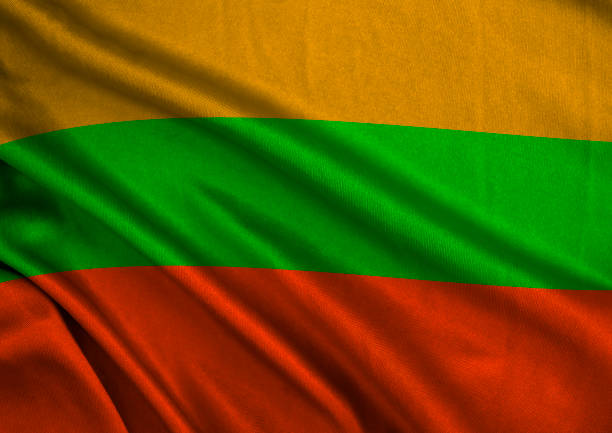 istock Flag of Lithuania silk background 1488600306