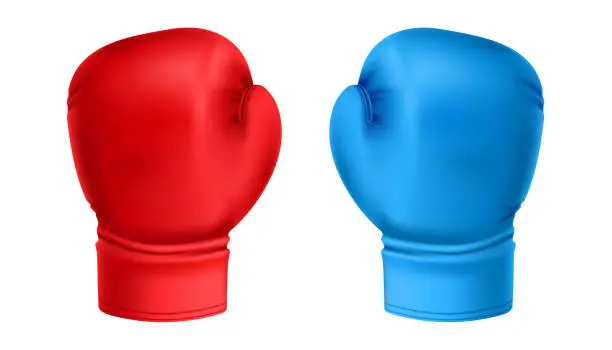 Vector illustration of Boxing gloves red and blue isolated on white