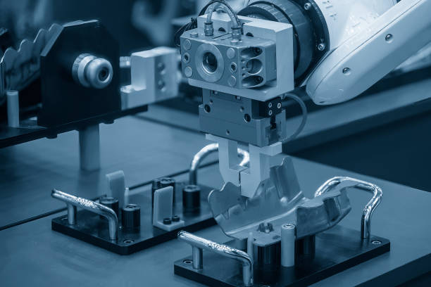 istock The hi-technology  material handling process by robotic system in sheet metal process . 1488609117