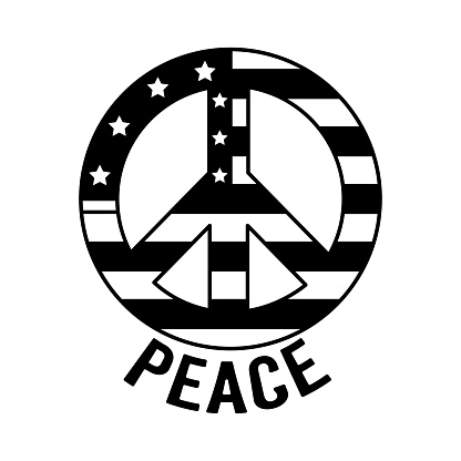 Peace Sign doodle vector outline icon. EPS 10 file