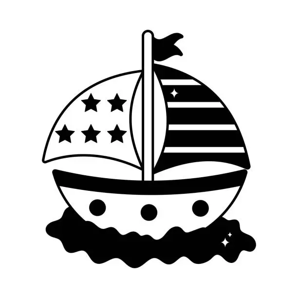Vector illustration of Sailboat  doodle vector outline icon. EPS 10 file