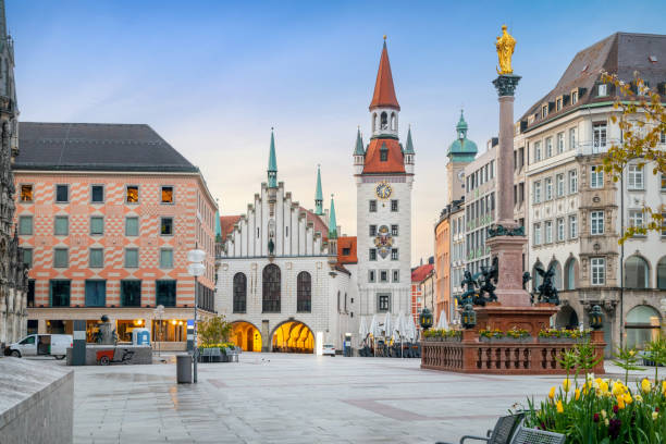 Altes Rathaus on Marienplatz in Munich Munich, Germany - View of Marienplatz square and building of historic Town Hall (Altes Rathaus) germany stock pictures, royalty-free photos & images