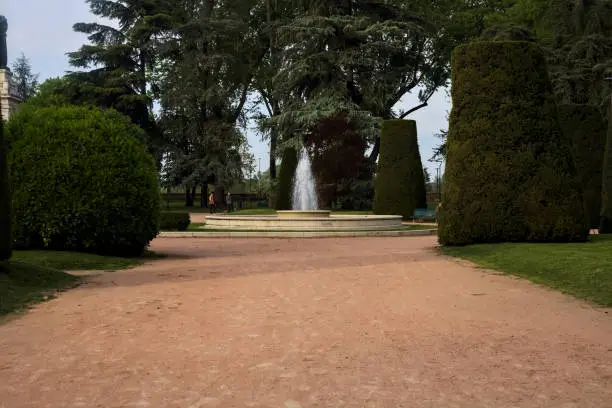 Photo of Fountain in a public park in an italian town at sunset