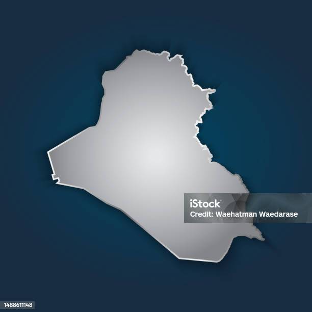 Iraq Map Texture Iraq Map Metallic Silver With Chrome Shine Gradient On Dark Blue ...