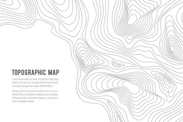 Vector illustration of Topographic map, grid, texture, relief contour