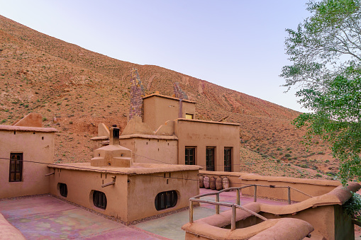 View of Hotel building in the Dades Gorge, the High Atlas Mountains, Central Morocco