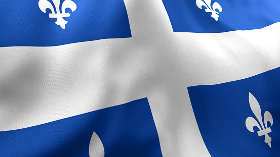 Quebec City Flag Low Angle Close up, 3D Render