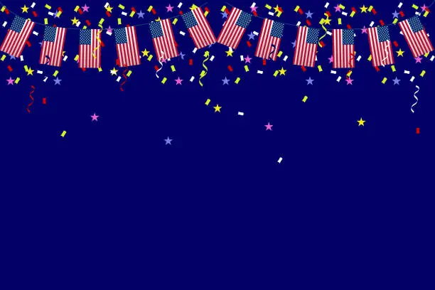Vector illustration of USA flag background theme colour celebration ceremony parade Independence Day nation.