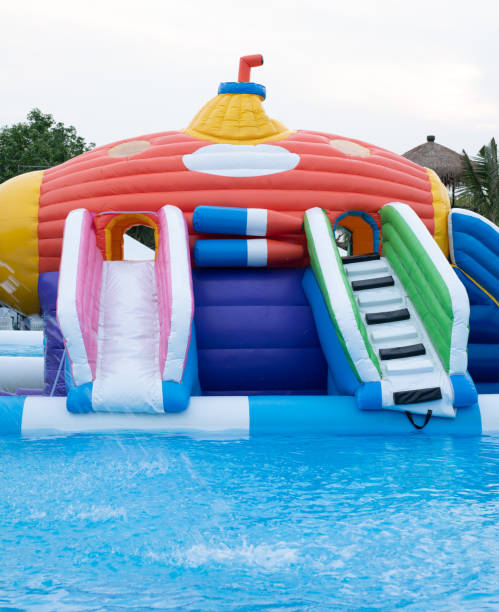 istock Children's Inflatable Castle Playground with pool 1488615281