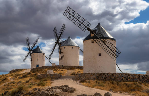 istock Windmills of Consuegra at Sunrise , Castilla-La Mancha, Spain 1488616749