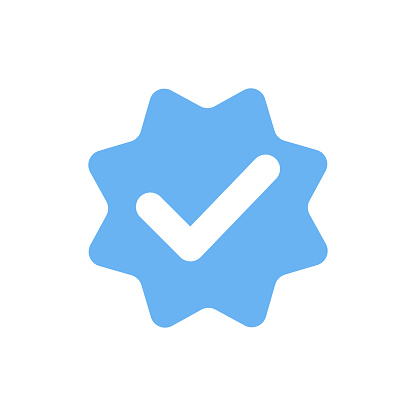 Blue Check Mark Icon Isolated Tick Symbol Checklist Sign Approval Badge ...