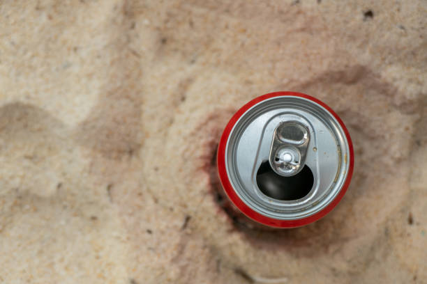 Steel can on the beach