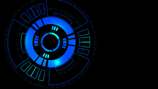 Circular Futuristic Digital Computer Technology Monitor Visual Graphic ...
