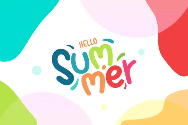 Vector illustration of Lettering composition of Hello Summer and abstract shape. Summer lettering. Vector Stock illustration