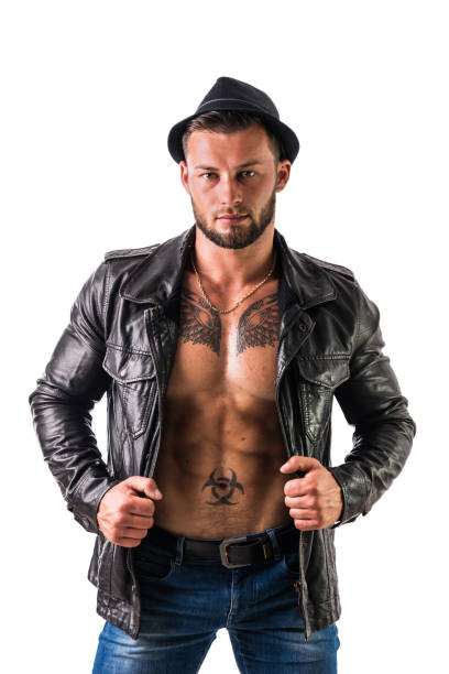 istock Muscular man with jacket on naked torso 1488624669