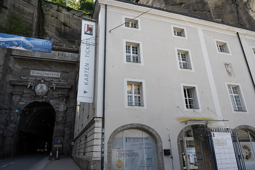 Salzburg, Austria - May 11, 2022: The Salzburg Festival ticket office.