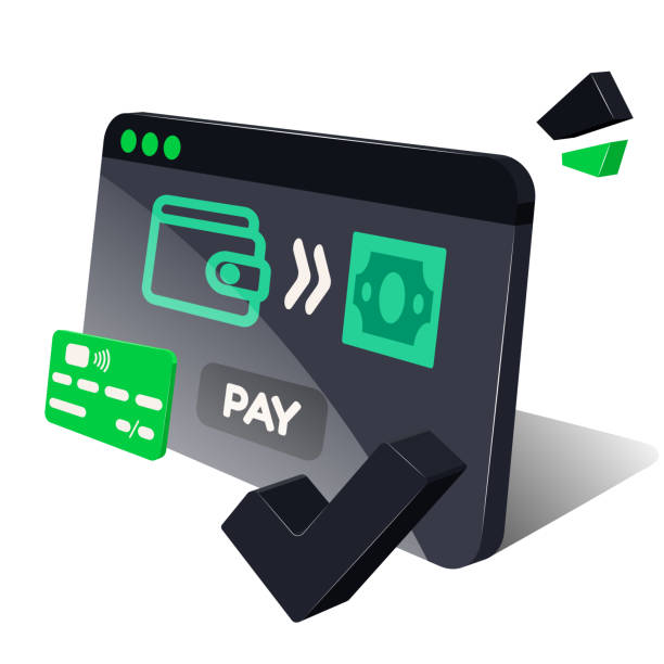 istock Online payment. 3D screen model of wallet and currency, bank card. 1488628810