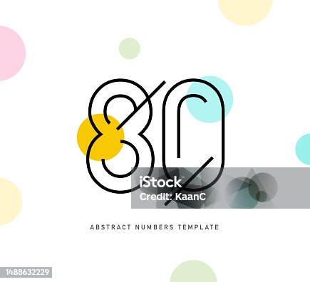 istock Multi color abstract number template. Anniversary number template isolated, anniversary icon label, anniversary symbol vector stock illustration 1488632229