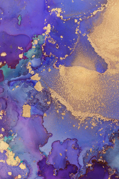 istock Luxury abstract fluid art painting background alcohol ink and gold technique Abstract Blend of Alcohol Ink and Gold 1488634785