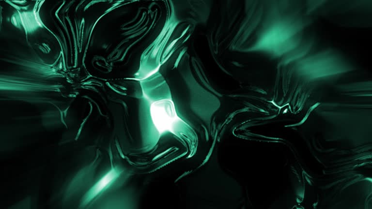 4K loop abstract turquoise liquid glowing background. Melted hot lava-like substance animation. Platinum blazing liquid flows and stretches. High noise dense textured plasma liquid with stock video.