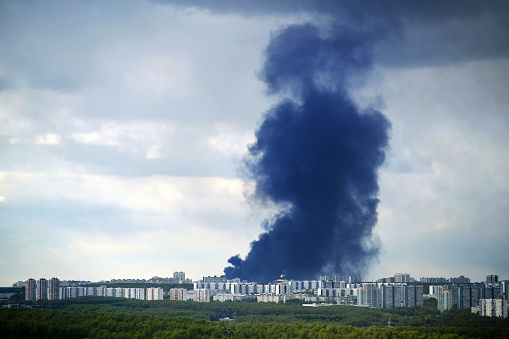 Clouds of black smoke from a fire in Russia loomed over Moscow's residential buildings, serving as a stark reminder of the dangers of such disasters.