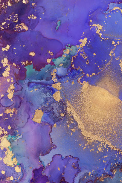 istock Luxury abstract fluid art painting background alcohol ink and gold technique Abstract Blend of Alcohol Ink and Gold 1488638384
