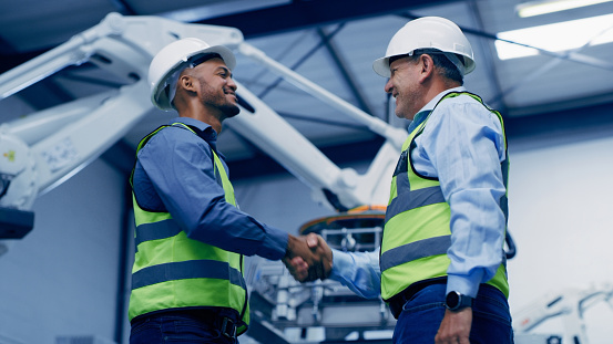 Engineering Handshake Engineering Handshake And People For Robotics Manufacturing In Teamwork ...