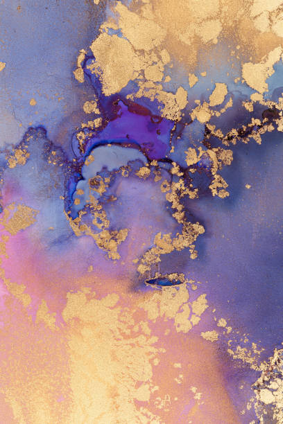istock Luxury abstract fluid art painting background alcohol ink and gold technique Abstract Blend of Alcohol Ink and Gold 1488640875