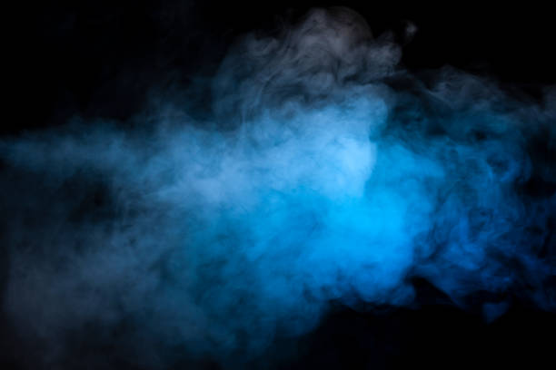 istock Blue and yellow steam on a black background. 1488642453