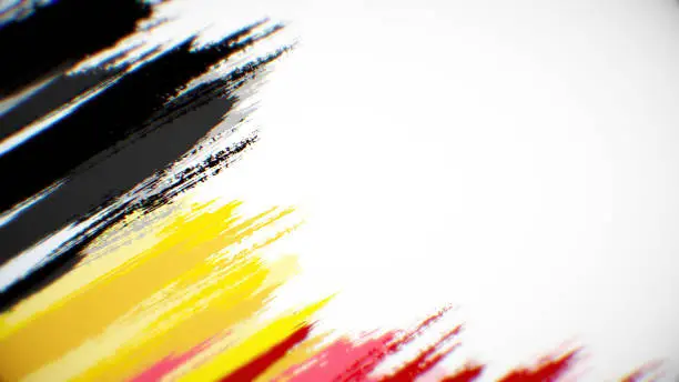 Photo of Belgian flag paint brush on white background, The concept of Belgium, drawing, brushstroke, grunge, paint strokes, dirty, national, independence, patriotism, election, template, oil painting, pastel colored, cartoon animation, textured effect