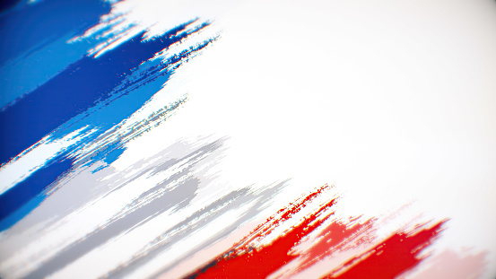 French flag paint brush on white background, The concept of France, drawing, brushstroke, grunge, paint strokes, dirty, national, independence, patriotism, election, template, oil painting, pastel colored, cartoon animation, textured effect