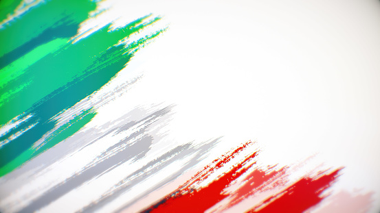 Italian flag paint brush on white background, The concept of Italy, drawing, brushstroke, grunge, paint strokes, dirty, national, independence, patriotism, election, template, oil painting, pastel colored, cartoon animation, textured effect