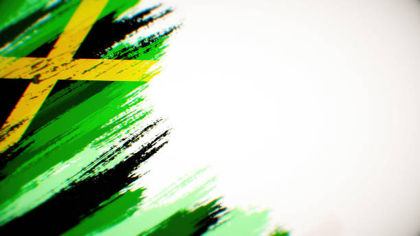 Jamaican flag paint brush on white background, The concept of Jamaica, drawing, brushstroke, grunge, paint strokes, dirty, national, independence, patriotism, election, template, oil painting, pastel colored, cartoon animation, textured effect pincel de la bandera jamaicana sobre fondo blanco, el concepto de jamaica, dibujo, pincelada, grunge, trazos de pintura, sucio, nacional, independencia, patriotismo, elección, plantilla, pintura al óleo, color pastel, animación de dibujos animados, efec