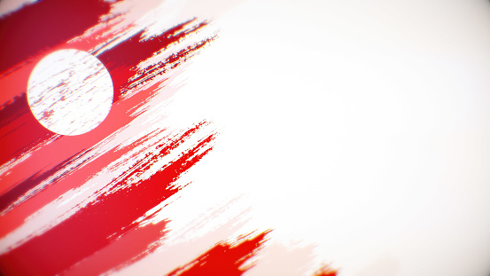 Japanese flag paint brush on white background, The concept of Japan, drawing, brushstroke, grunge, paint strokes, dirty, national, independence, patriotism, election, template, oil painting, pastel colored, cartoon animation, textured effect