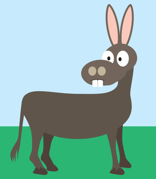 ilustraciones, imágenes clip art, dibujos animados e iconos de stock de burro de historieta - orejas de burro