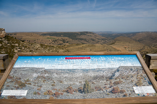 Teruel Spain on April 23, 2023 Mirador del Puerto de las Cabrillas viewpoint in Maestrazgo county in Teruel Aragon Spain