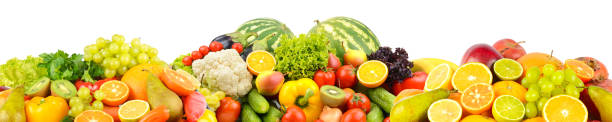 istock Delicious fresh vegetables, fruits, vegetables isolated on white 1488661396