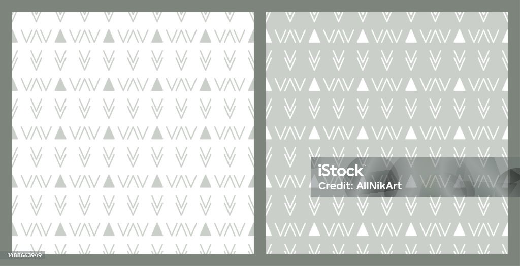 Set Of Abstract Ethnic Seamless Patterns Triangles And Double Check ...