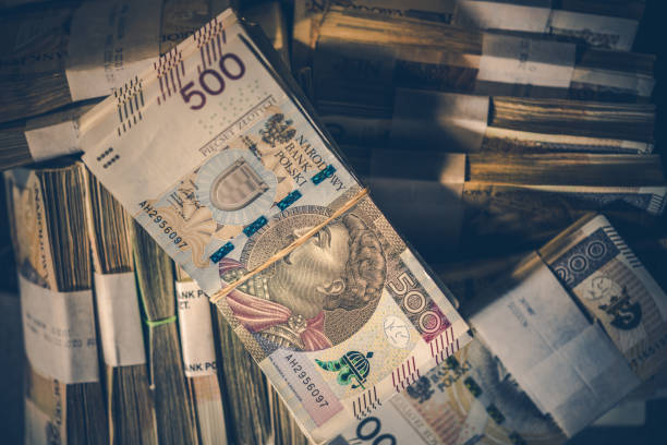 Big Pile of Polish Zloty Banknotes Inside a Safe Big Pile of Polish Zloty Banknotes Inside a Safe Close Up Photo. Republic of Poland Currency. polish zloty stock pictures, royalty-free photos & images