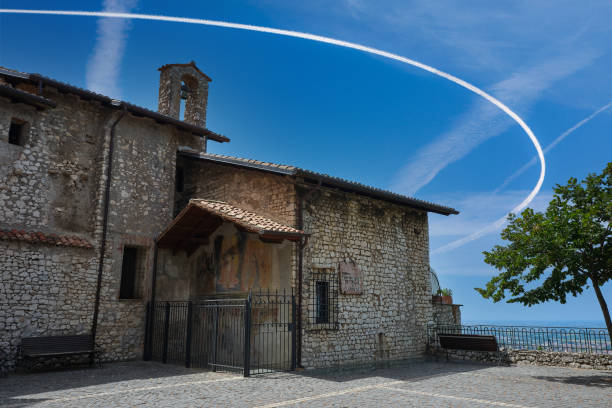 panoramic square of the medieval town of sermoneta panoramic square of the medieval town of sermoneta sermoneta stock pictures, royalty-free photos & images