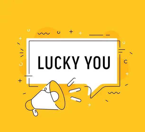 Vector illustration of Lucky You Megaphone Web Banner