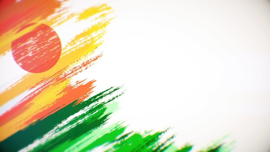 Flag of Niger paint brush on white background, The concept of drawing, brushstroke, grunge, paint strokes, dirty, national, independence, patriotism, election, template, oil painting, pastel colored, cartoon animation, textured effect