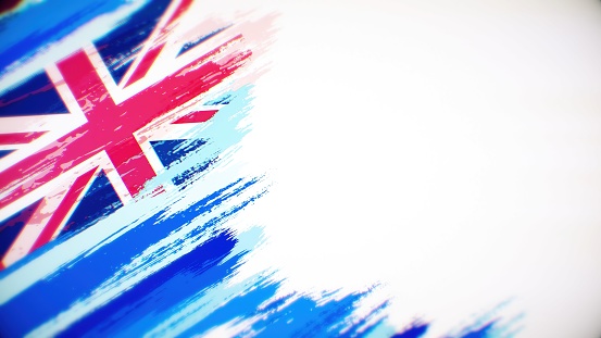 British flag paint brush on white background, The concept of United Kingdom, UK, drawing, brushstroke, grunge, paint strokes, dirty, national, independence, patriotism, election, template, oil painting, pastel colored, cartoon animation,