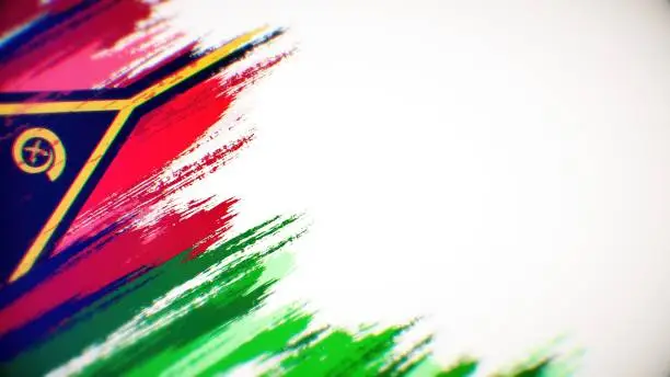 Photo of Vanuatu flag paint brush on white background, The concept of drawing, brushstroke, grunge, paint strokes, dirty, national, independence, patriotism, election, template, oil painting, pastel colored, cartoon animation, textured effect