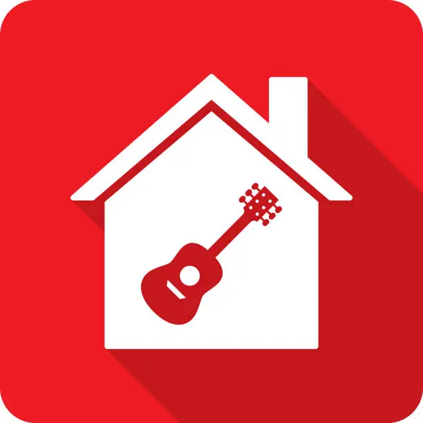 Vector illustration of House Guitar Icon Silhouette